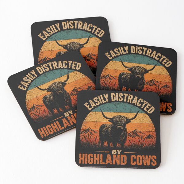 Item preview, Easily Distracted By Highland Cows Animal Lover Cattle Farmer designed and sold by SkeletonsDanger.