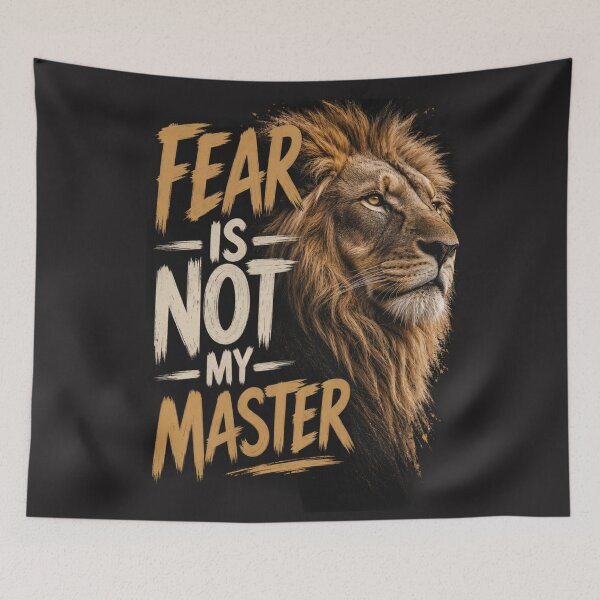 Item preview, Fear Is Not My Master Powerful Realistic Lion Motivational Graphic designed and sold by Bennie Singh.