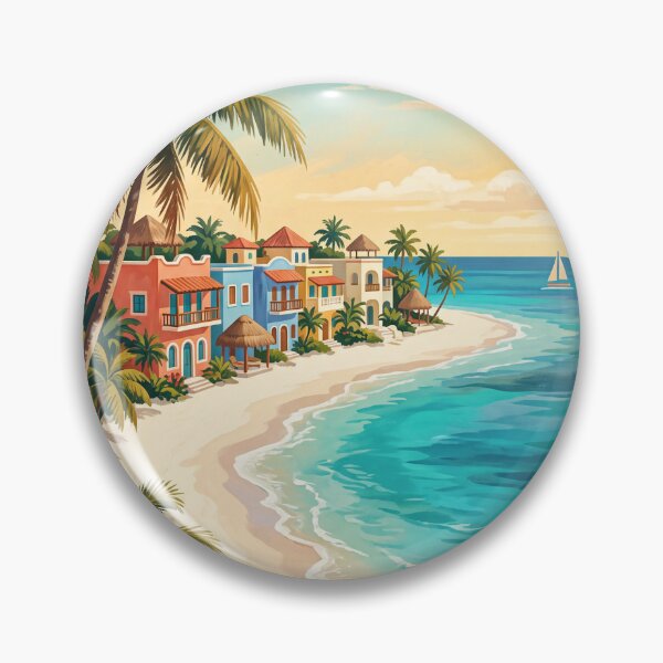 Item preview, Playa del Carmen Mexico Vintage Travel Art – Riviera Maya Caribbean Beach designed and sold by Bomax121.