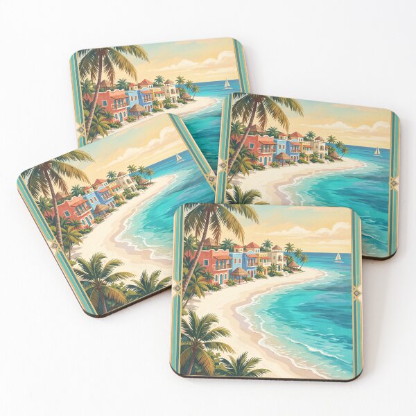 Item preview, Playa del Carmen Mexico Vintage Travel Art – Riviera Maya Caribbean Beach designed and sold by Bomax121.