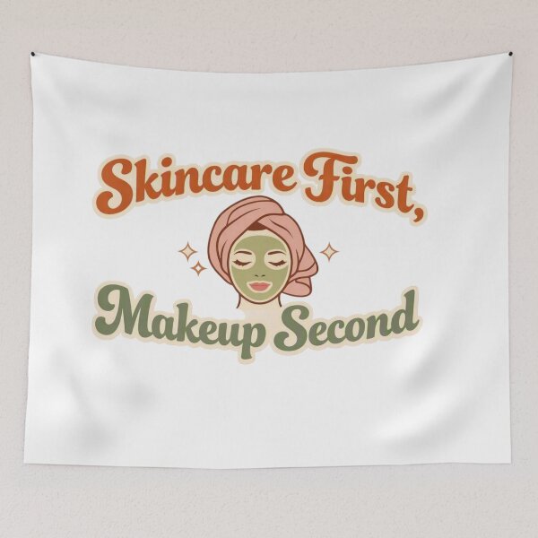 Item preview, Skincare First Makeup Second Retro Boho Beauty Poster designed and sold by Timeless Junction.