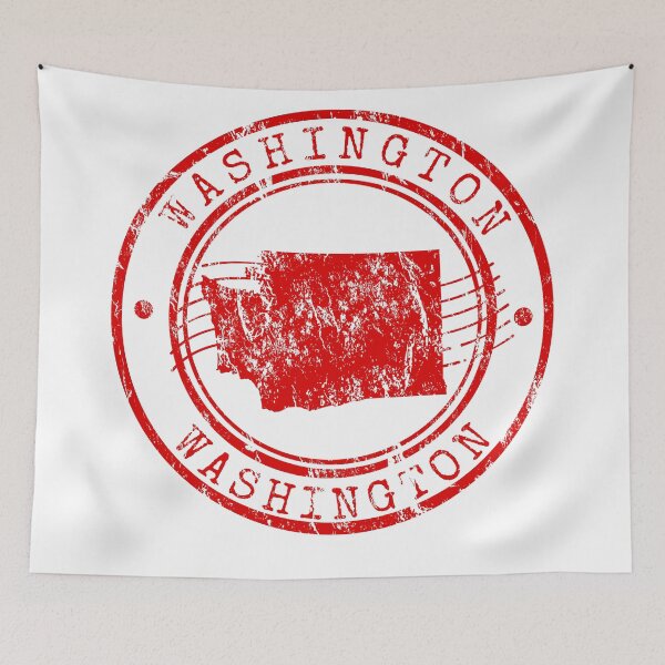 Aperçu de l'œuvre Washington State Map Vintage Red Rubber Stamp créée et vendue par chaaval.