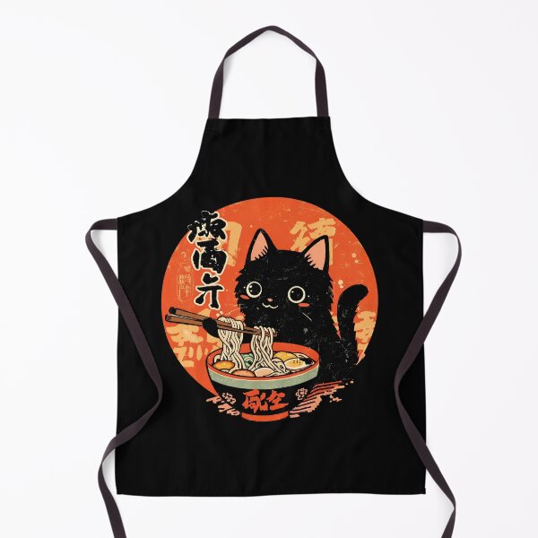 Item preview, Cute Black Cat Eating Ramen Noodles Japanese Art designed and sold by Dmo3HarkoArt.