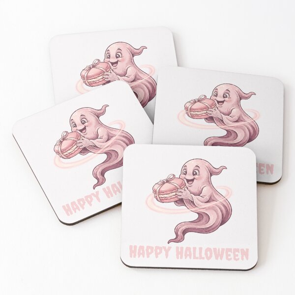 Item preview, Cute Pinkoween Ghost Holding Macaron Happy Halloween designed and sold by MythicCotton.