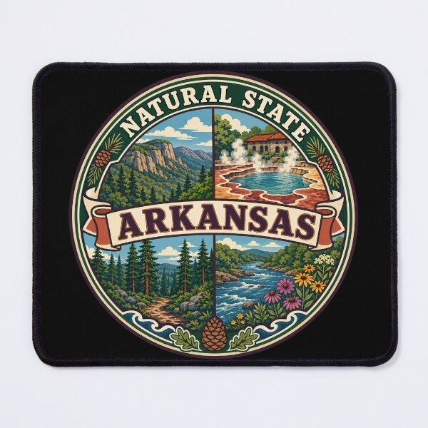 Item preview, Arkansas Vintage Natural Outdoors Scenic Travel Badge designed and sold by DreamLayerStudio.