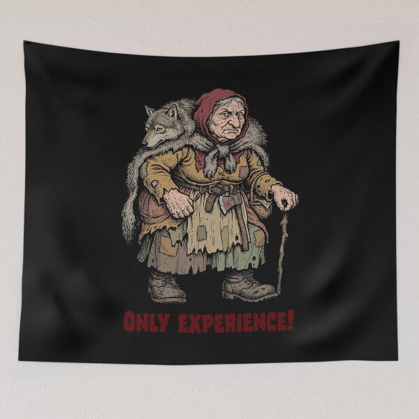 Item preview, Only Experience - Old Red Riding Hood Wolf Slayer Graphic Art designed and sold by FreiherrPK.
