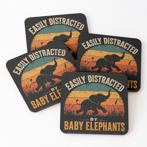 Item preview, Easily Distracted By Baby Elephants Animal Lover Wildlife Fan designed and sold by SkeletonsDanger.