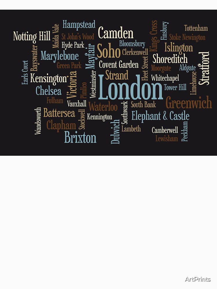 London Text typografische Karte von ArtPrints