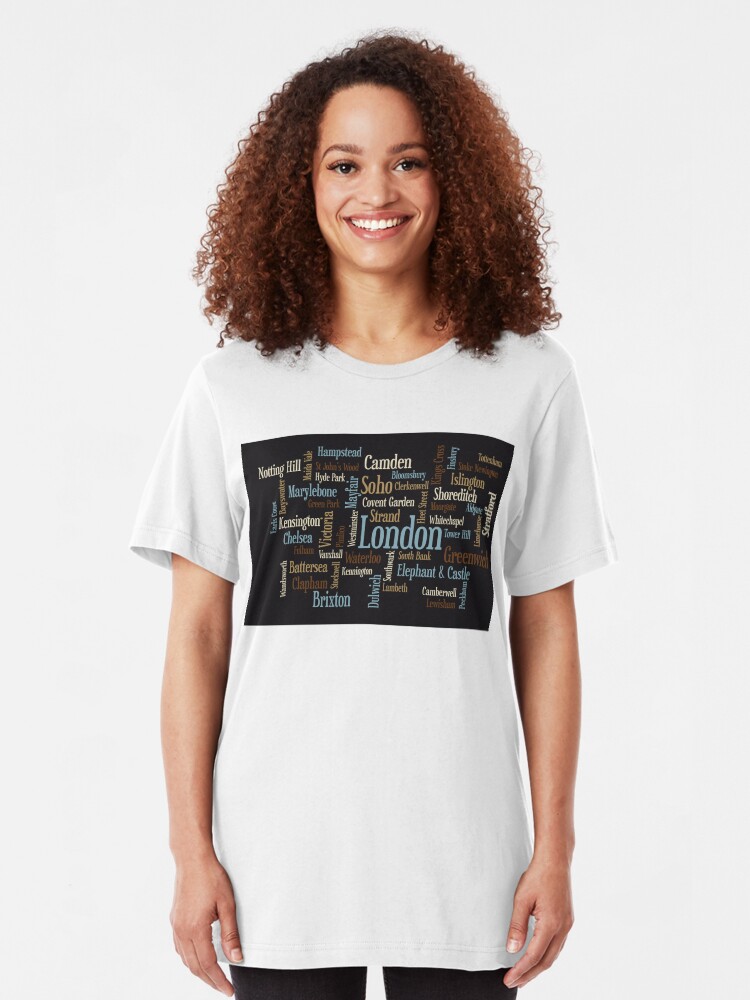 Alternative Ansicht von London Text typografische Karte Slim Fit T-Shirt
