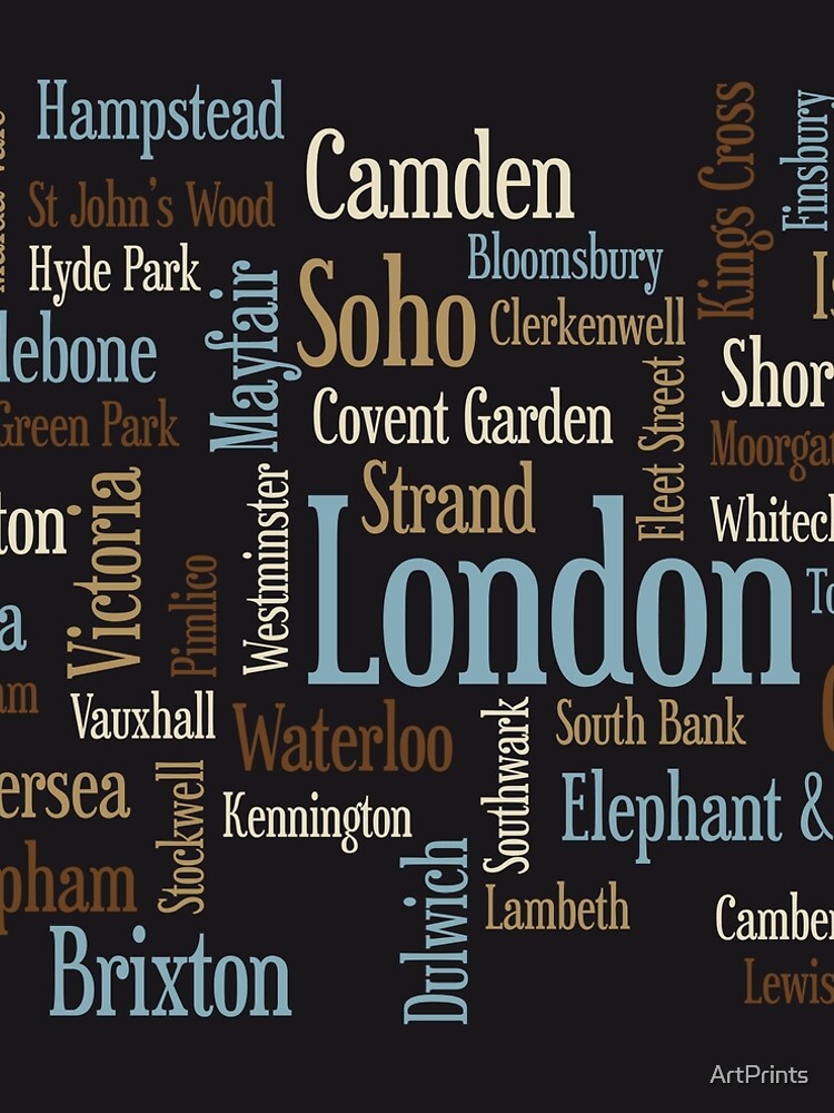 London Text typografische Karte von ArtPrints