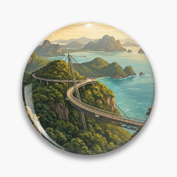 Item preview, Langkawi Malaysia Vintage Travel Art – Sky Bridge & Andaman Sea designed and sold by Bomax121.