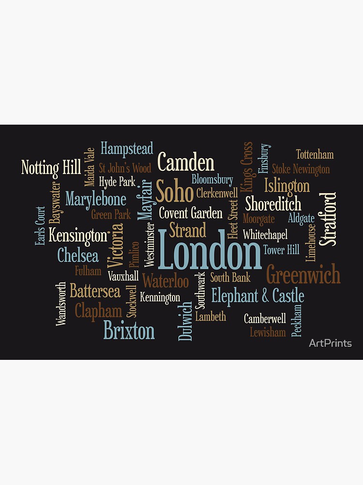 London Text typografische Karte von ArtPrints