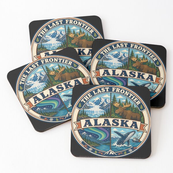 Item preview, Alaska Vintage Wilderness Wildlife Scenic Travel Badge designed and sold by DreamLayerStudio.