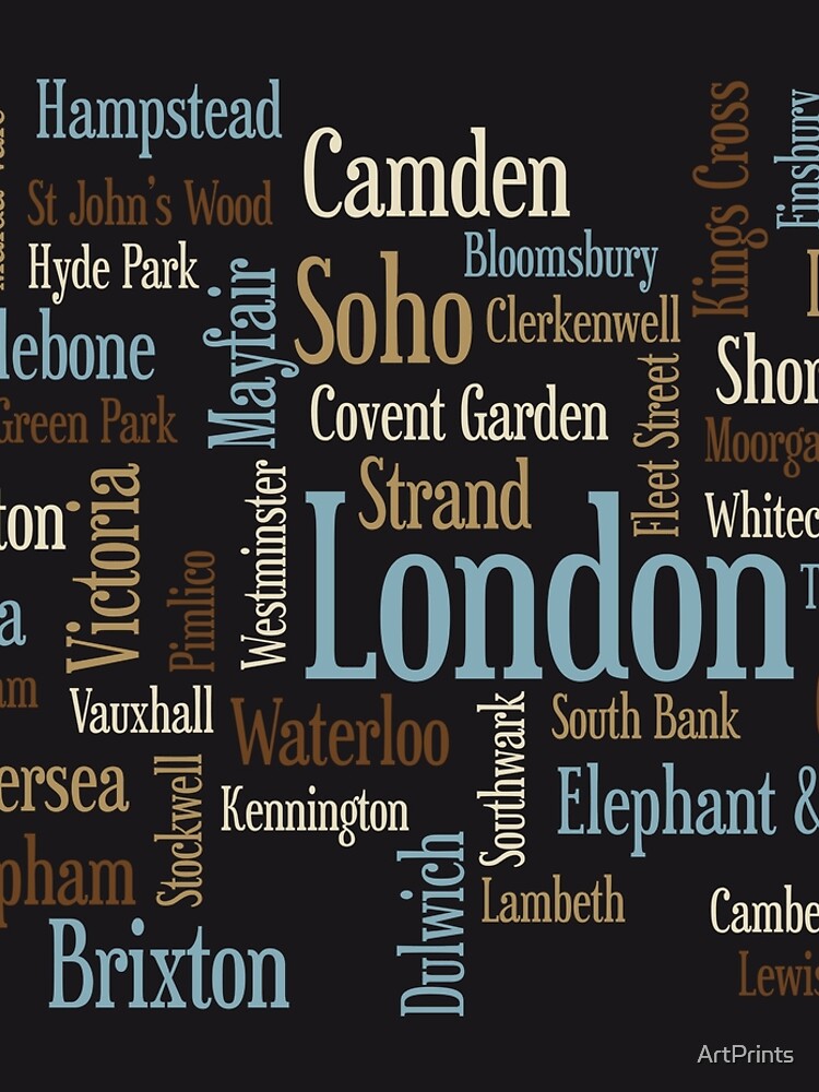 London Text typografische Karte von ArtPrints
