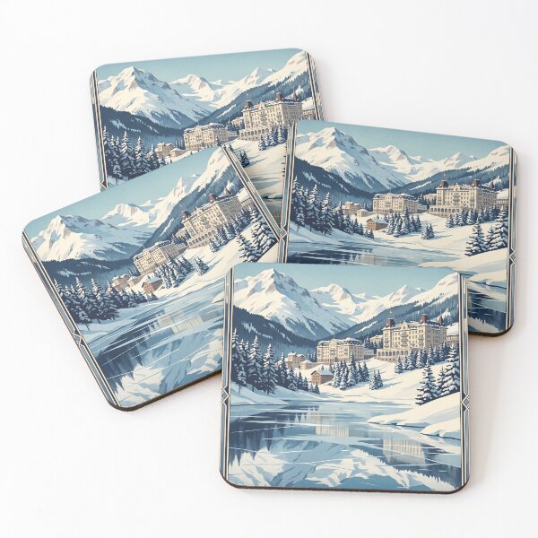Item preview, St. Moritz Switzerland Vintage Travel Art – Alpine Resort & Snowy Engadin designed and sold by Bomax121.