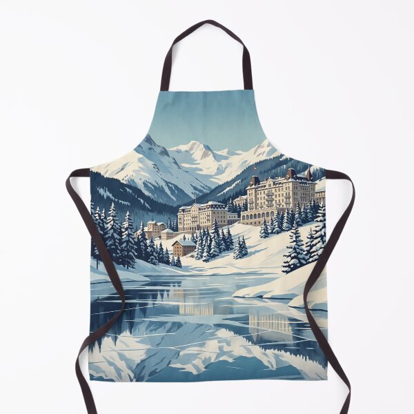 Item preview, St. Moritz Switzerland Vintage Travel Art – Alpine Resort & Snowy Engadin designed and sold by Bomax121.