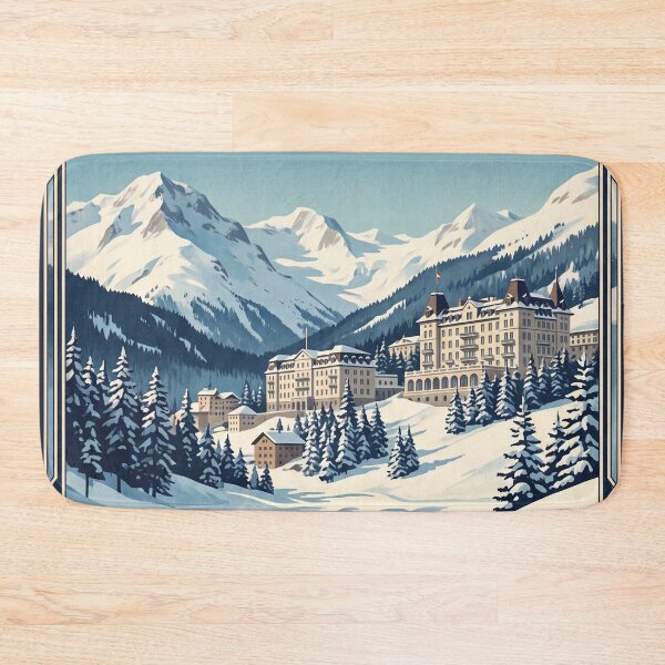 Item preview, St. Moritz Switzerland Vintage Travel Art – Alpine Resort & Snowy Engadin designed and sold by Bomax121.