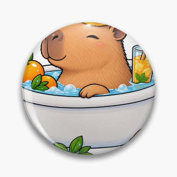 Item preview, Kawaii Capybara Taking a Citrus Bath with Rubber Duck – Cute Cozy Animal Sticker designed and sold by Anstickerrr.