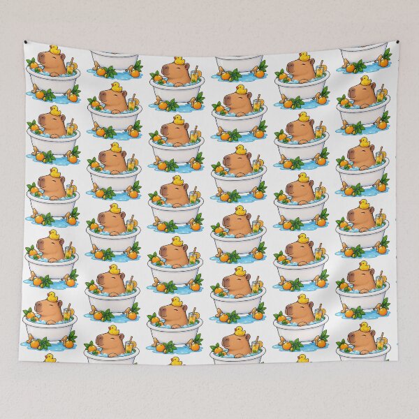 Item preview, Kawaii Capybara Taking a Citrus Bath with Rubber Duck – Cute Cozy Animal Sticker designed and sold by Anstickerrr.