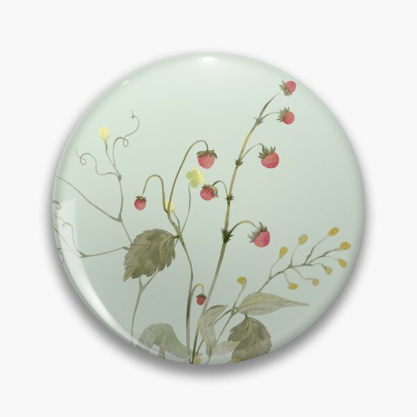 Item preview, Watercolor Strawberry Botanical Sprig with Flowers and Leaves designed and sold by Sagi Jane Art.