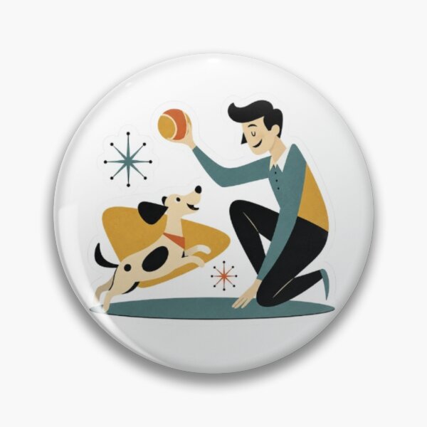 Item preview, Mid Century Modern Man Playing with Dog designed and sold by Snurly.
