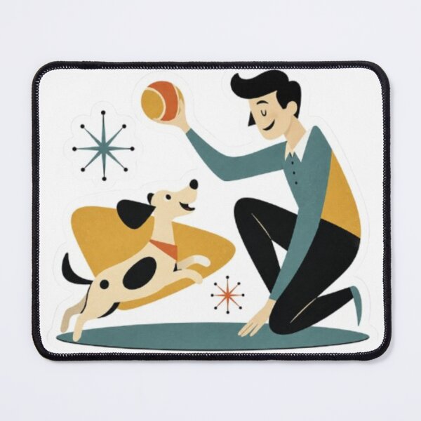 Item preview, Mid Century Modern Man Playing with Dog designed and sold by Snurly.