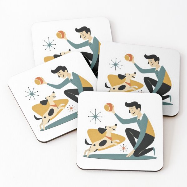 Item preview, Mid Century Modern Man Playing with Dog designed and sold by Snurly.