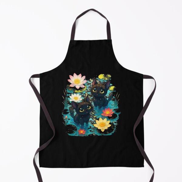 Item preview, Cute Black Kittens in Water Lilies Pond Art designed and sold by Dmo3HarkoArt.