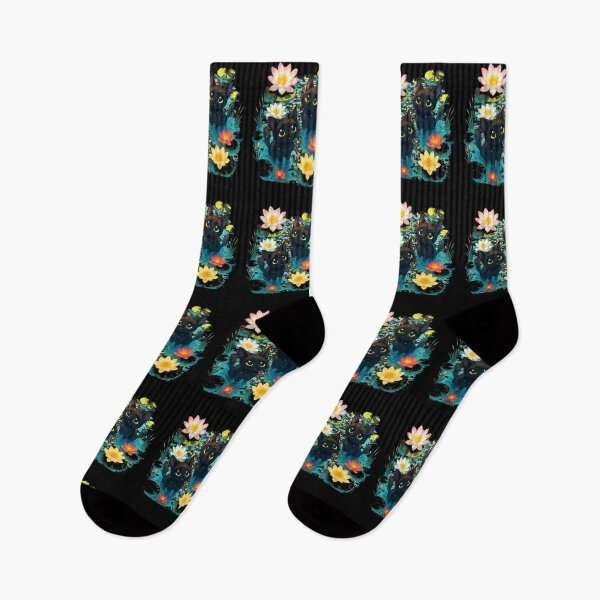 Item preview, Cute Black Kittens in Water Lilies Pond Art designed and sold by Dmo3HarkoArt.
