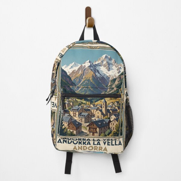 Item preview, Andorra la Vella Andorra Vintage Travel Art – Pyrenees Mountain Village designed and sold by Bomax121.