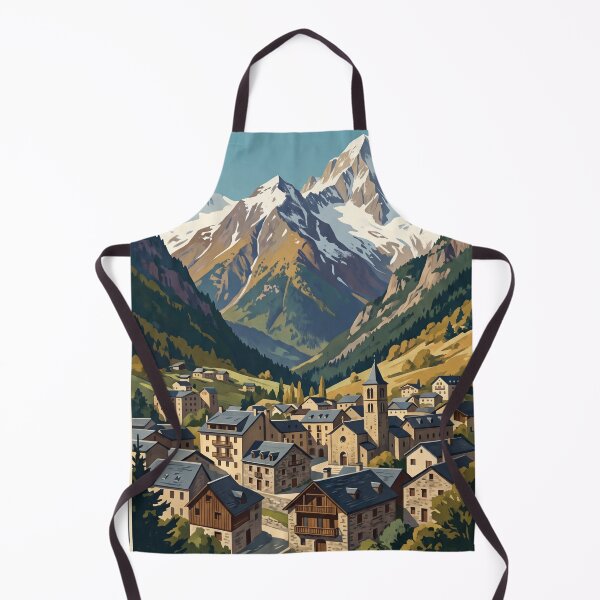 Item preview, Andorra la Vella Andorra Vintage Travel Art – Pyrenees Mountain Village designed and sold by Bomax121.