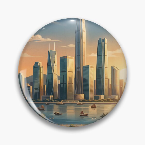 Item preview, Shenzhen China Vintage Travel Art – Futuristic Skyline & Waterfront designed and sold by Bomax121.