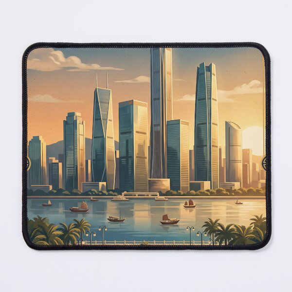 Item preview, Shenzhen China Vintage Travel Art – Futuristic Skyline & Waterfront designed and sold by Bomax121.