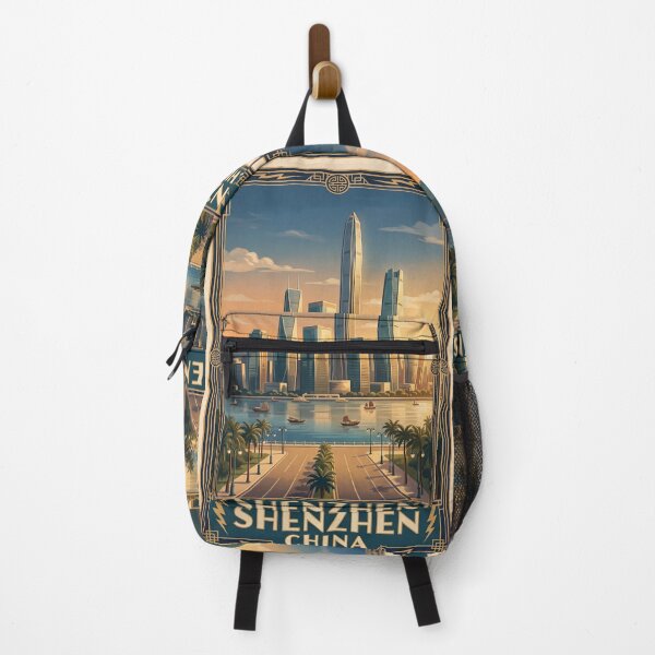 Item preview, Shenzhen China Vintage Travel Art – Futuristic Skyline & Waterfront designed and sold by Bomax121.