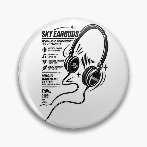 Item preview, Sky Earbuds - Retro Headphones & Korean Typography designed and sold by SeoulVibeStudio.