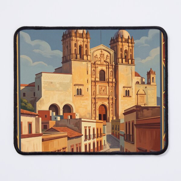 Item preview, Oaxaca Mexico Vintage Travel Art – Santo Domingo & Colonial Street designed and sold by Bomax121.