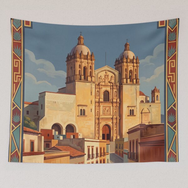 Item preview, Oaxaca Mexico Vintage Travel Art – Santo Domingo & Colonial Street designed and sold by Bomax121.