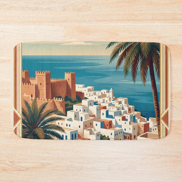 Item preview, Tangier Morocco Vintage Travel Art – Kasbah, Medina & Mediterranean Coast designed and sold by Bomax121.