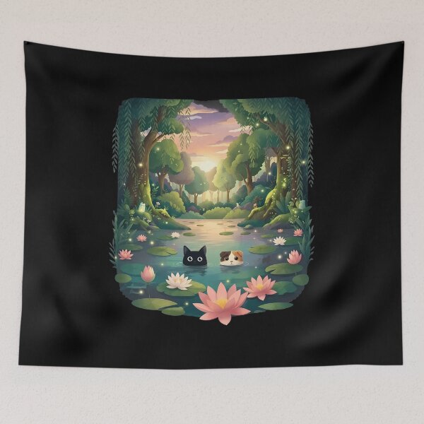 Item preview, Enchanted Forest Pets Pond Lotus Sunset Magic designed and sold by SoyLamderma.