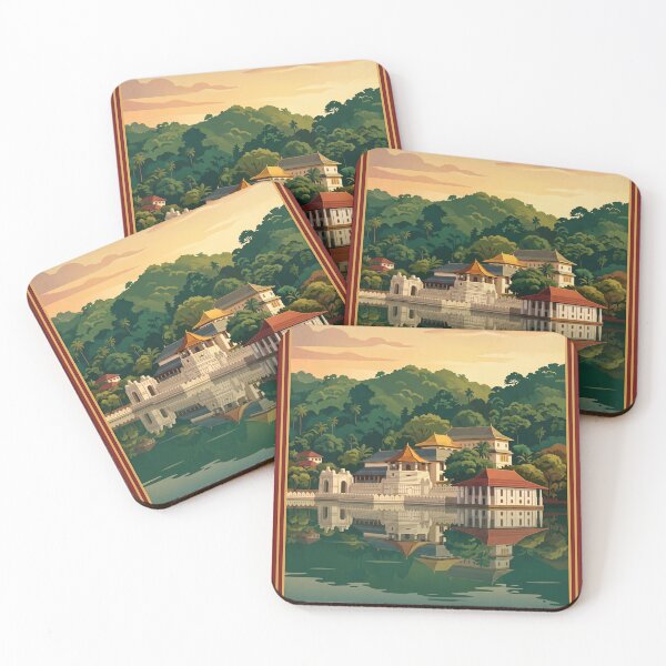 Item preview, Kandy Sri Lanka Vintage Travel Art – Temple of the Tooth & Kandy Lake designed and sold by Bomax121.