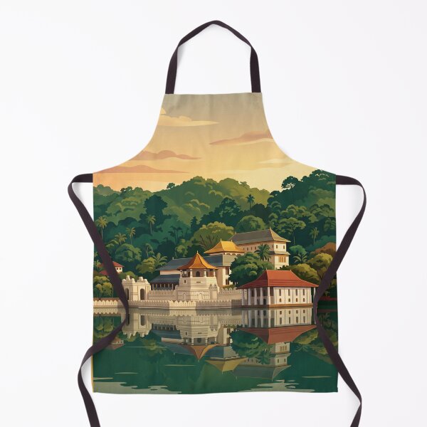 Item preview, Kandy Sri Lanka Vintage Travel Art – Temple of the Tooth & Kandy Lake designed and sold by Bomax121.