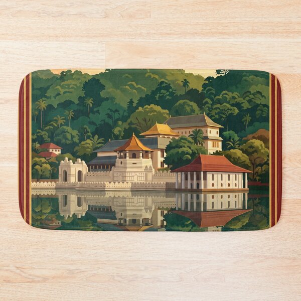 Item preview, Kandy Sri Lanka Vintage Travel Art – Temple of the Tooth & Kandy Lake designed and sold by Bomax121.