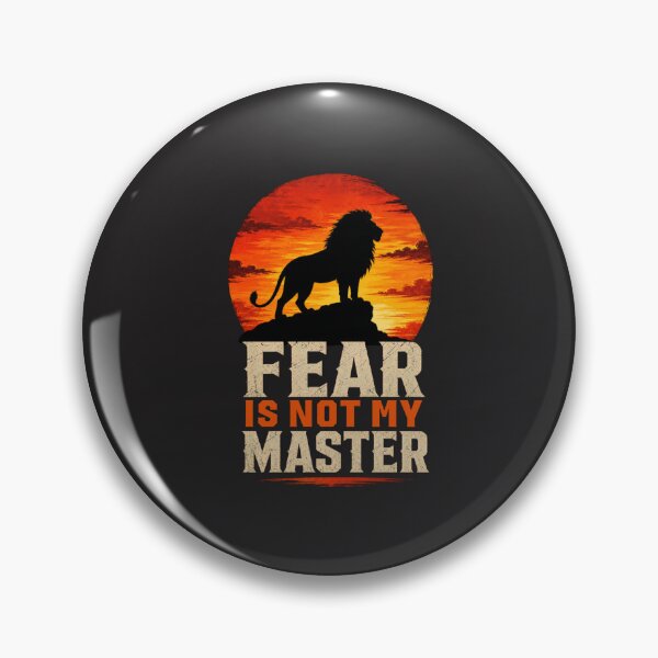 Item preview, Fear Is Not My Master Lion Silhouette Sunset Retro Motivational Design designed and sold by Bennie Singh.