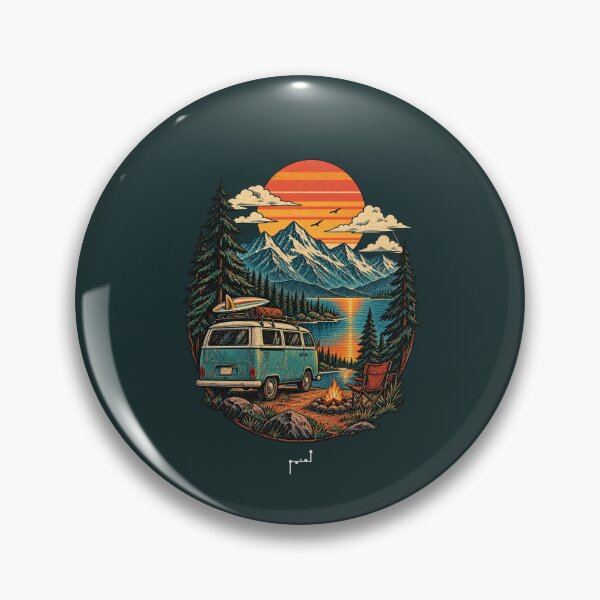 Item preview, Retro Mountain Camping Adventure – Vintage Van Sunset designed and sold by Musamem  Designs.
