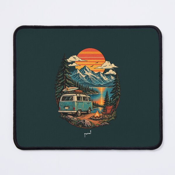 Item preview, Retro Mountain Camping Adventure – Vintage Van Sunset designed and sold by Musamem  Designs.