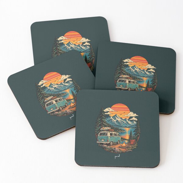 Item preview, Retro Mountain Camping Adventure – Vintage Van Sunset designed and sold by Musamem  Designs.