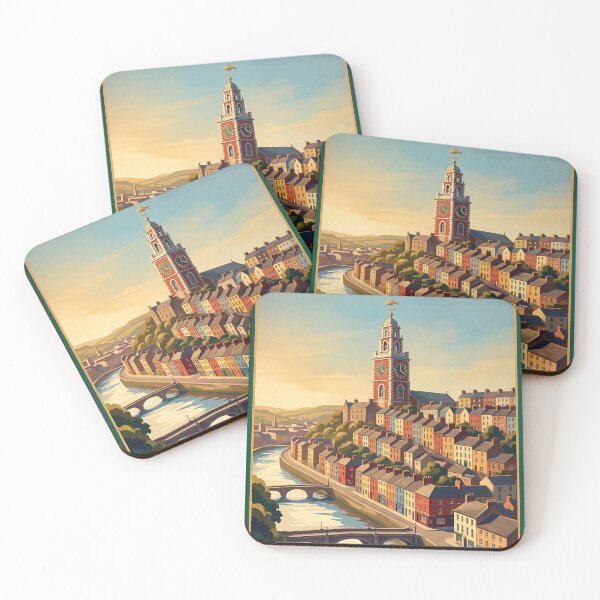 Item preview, Cork Ireland Vintage Travel Art – Shandon Bells & River Lee Cityscape designed and sold by Bomax121.