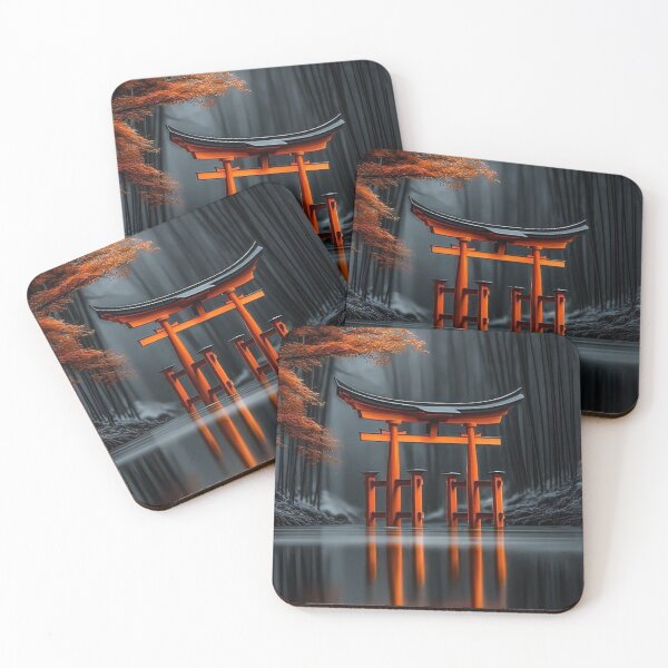 Item preview, Red Torii Gate Japanese Forest Lake Reflection Art designed and sold by LYAN-STORE.