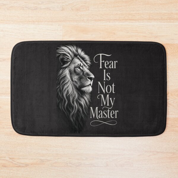 Item preview, Fear Is Not My Master Black and White Realistic Lion Monochromatic Motivational Design designed and sold by Bennie Singh.