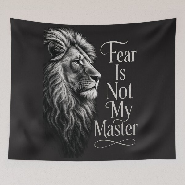 Item preview, Fear Is Not My Master Black and White Realistic Lion Monochromatic Motivational Design designed and sold by Bennie Singh.